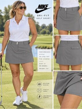 Nike Golf Dri-FIT Women’s Size 12 Gray Skort Stretch Athletic Golf Tennis Skirt